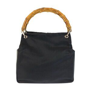 Gucci Bamboo Black Nylon Leather 000 Tote